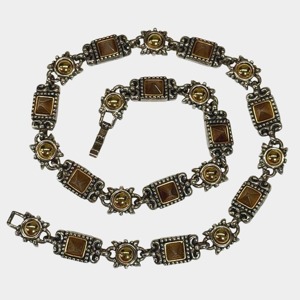 Premier Designs Blaine‎ Mixed Materials Antiqued Silver Gold Plated Glass Stones - Picture 2 of 6